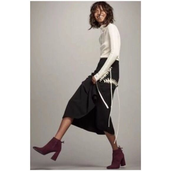 Stuart Weitzman Lofty Bordeaux Wine Suede Ankle Bootie Stiletto Heel Boot 8.5 - Picture 3 of 13